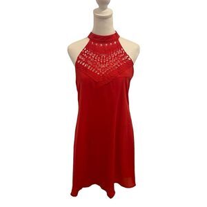 New red halter dress